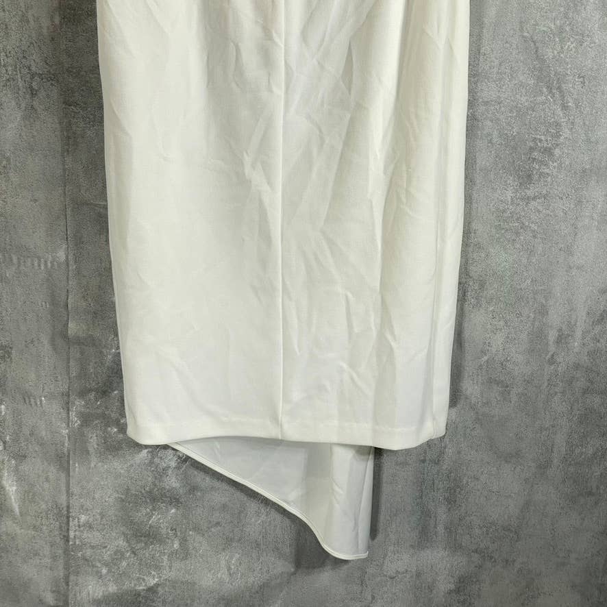 AQUA FORMAL Women's White One-Shoulder Scuba Crepe Midi Sheath Dress SZ 4
