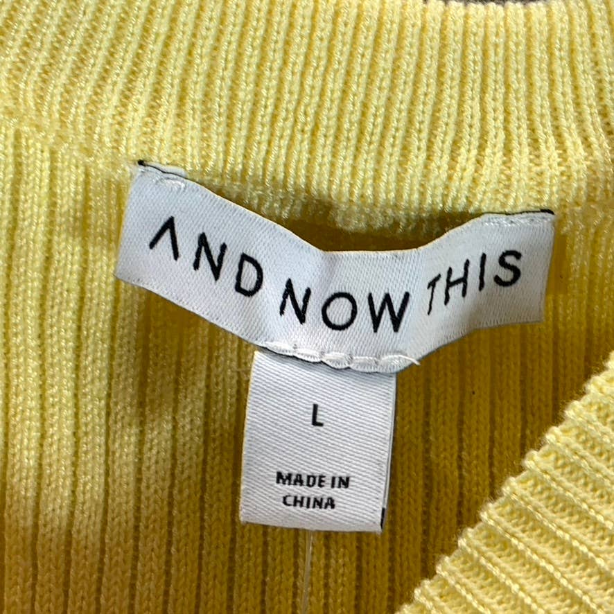 AND NOW THIS Women's Yellow Crewneck Sleeveless Rib Knit Tie-Belt Tank Top SZ L