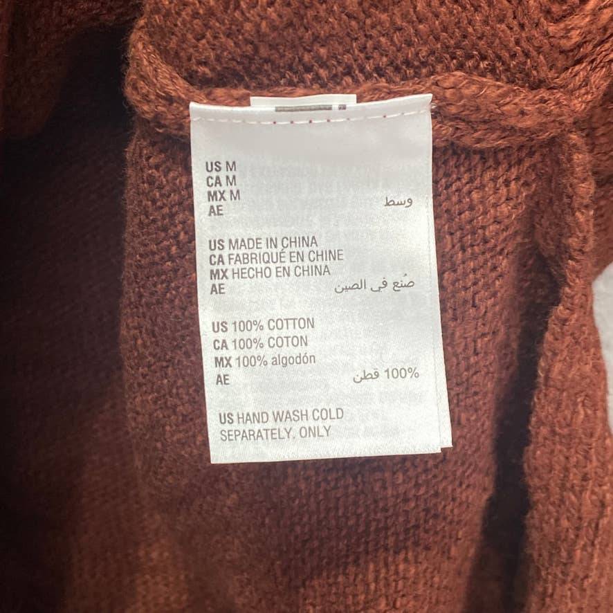 INC INTERNATIONAL CONCEPTS Deep Sienna Chain-Embellished Long Sleeve Tunic Pullover Sweater SZ M