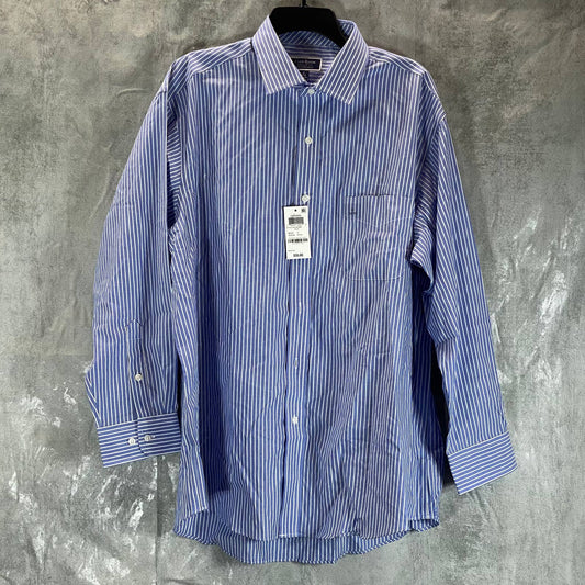 CLUB ROOM Men's Blue Striped Regular-Fit Button-Up Dress Shirt SZ 17 32/33