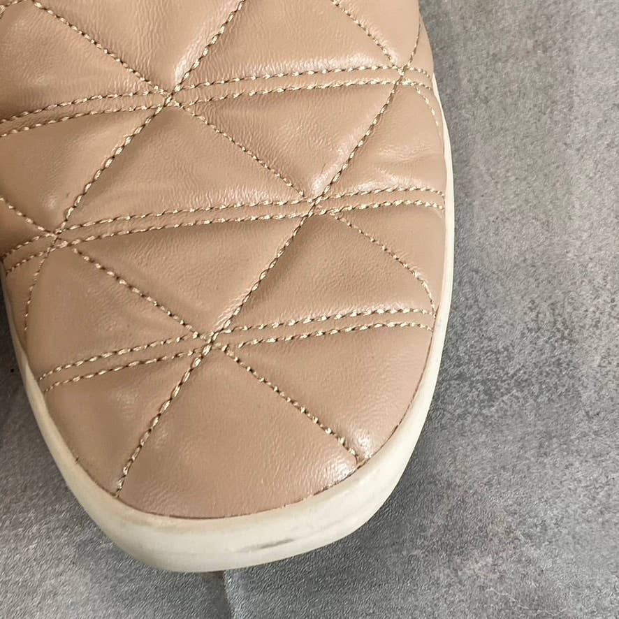 ALDO Women's Nude Quilten Leather Square-Toe Slip-On Sneakers SZ 8.5