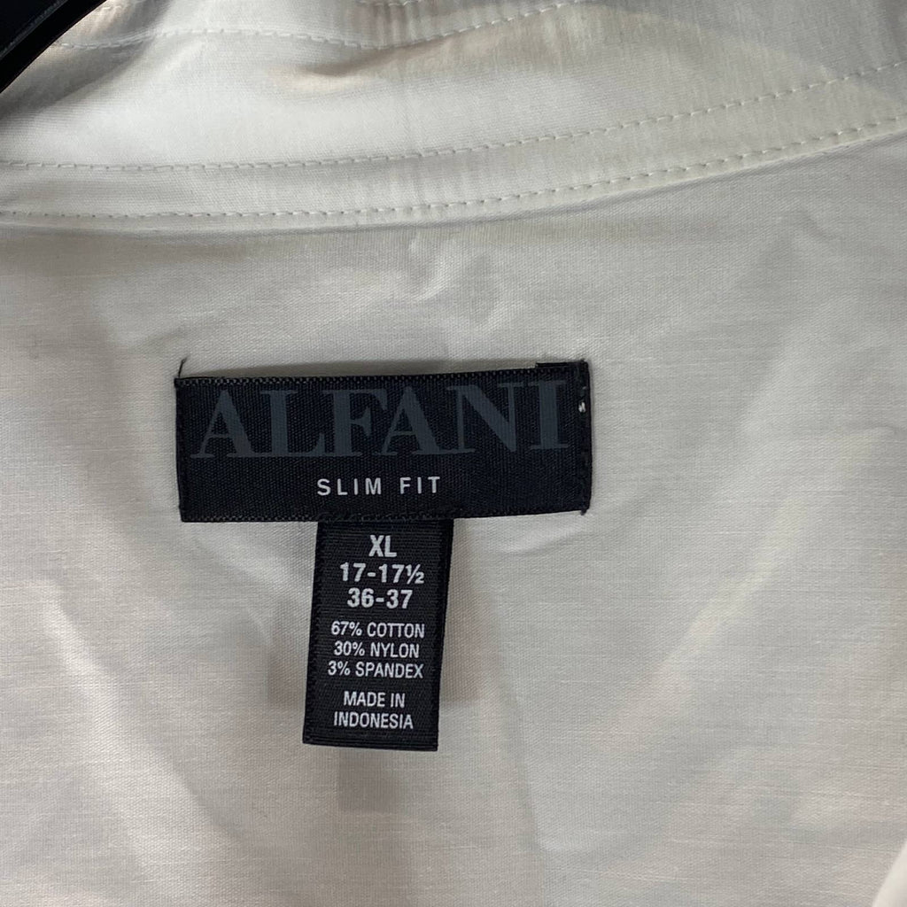 ALFANI Men's White Slim-Fit 2-Way Stretch Button-Up Long-Sleeve Dress Shirt SZXL