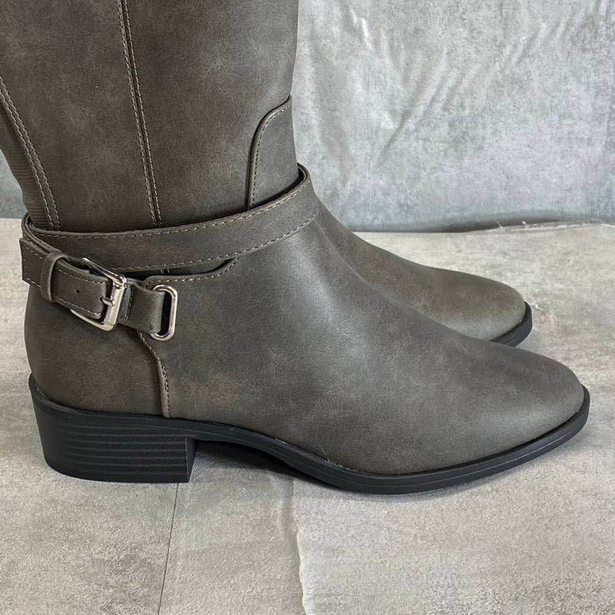 STYLE & CO Women's Grey Bennon Ankle Buckle Block-Heel Knee-High Boots SZ 7