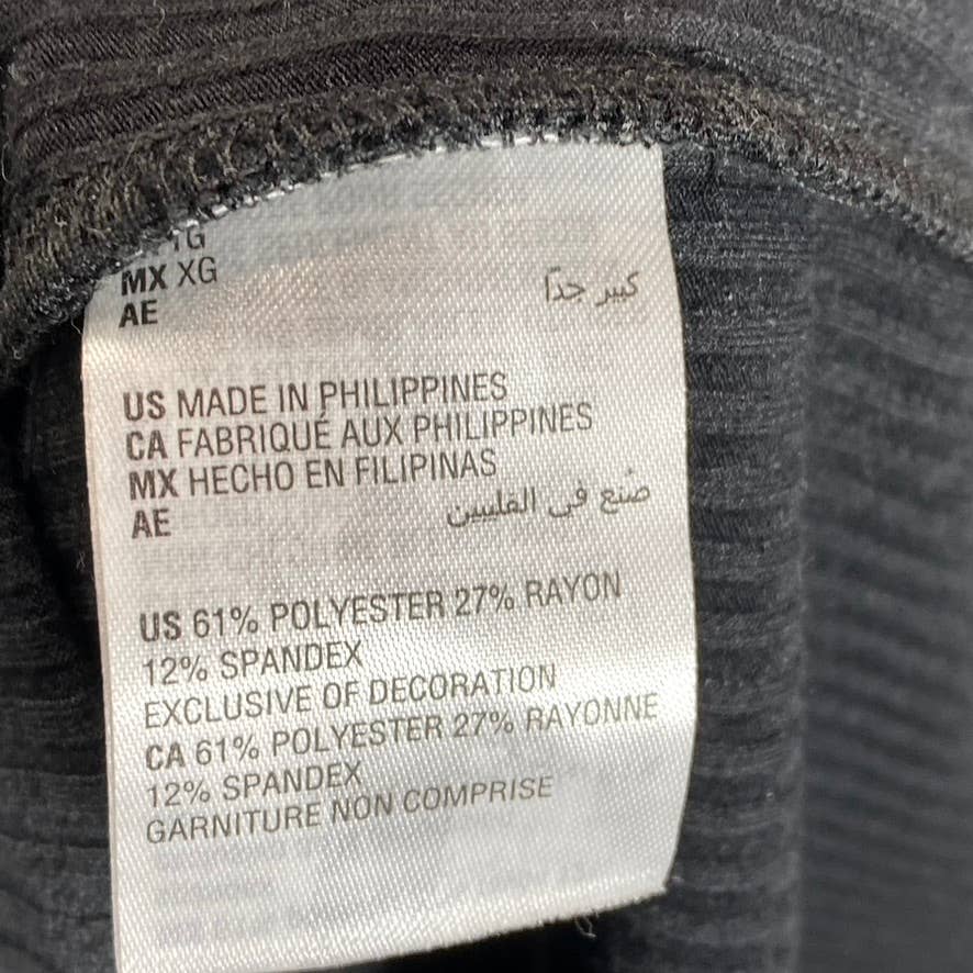 BAR III Women's Deep Black Straight-Neck Bungee-Strap Ribbed Dress SZ XL