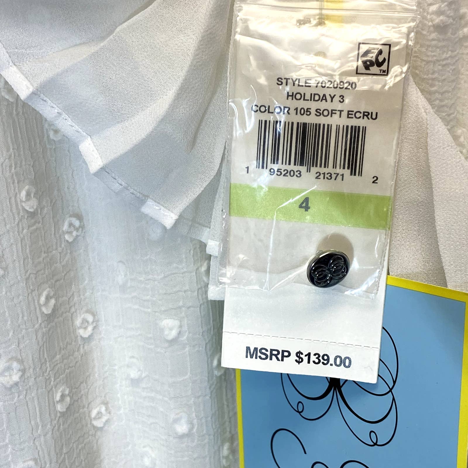 CECE Women's Soft Ecru Clip Dot Tie-Waist Ruffle Short Sleeve Fit & Flare Mini Dress SZ 4
