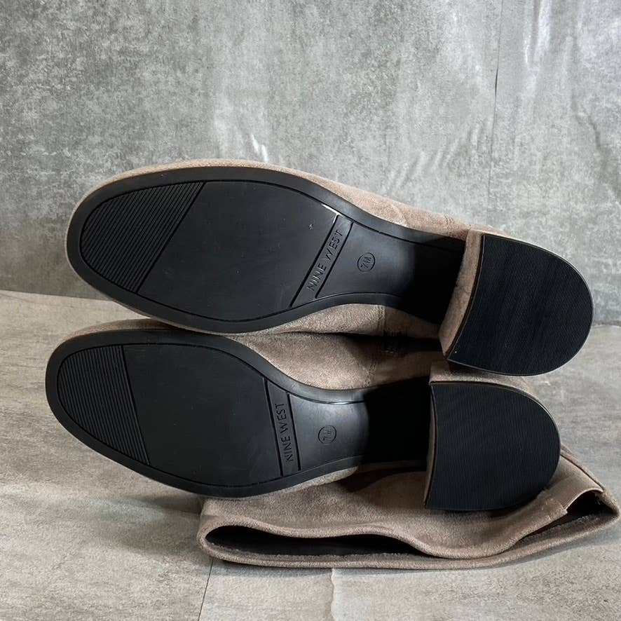 NINE WEST Women's Taupe Felipe Over-The-Knee Block-Heel Boots SZ 7