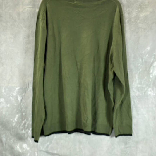 ALFANI Men's Costa Green Contrast Edge Crewneck Long-Sleeve Sweater SZ 2XL