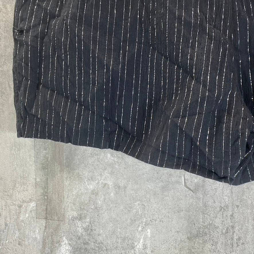 INC INTERNATIONAL Women's Deep Black High-Rise Smocked Tassel-Tie Shorts SZ XL