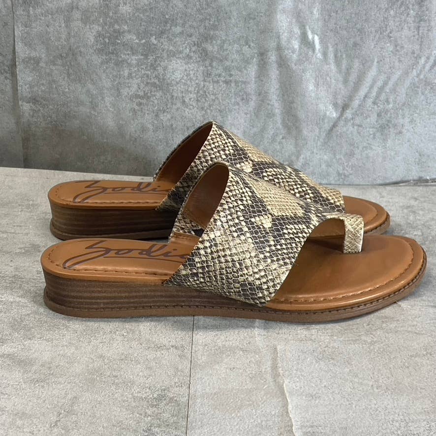 ZODIAC Women's Natural Snake Embossed Giada Toe-Loop Slide Sandals SZ 9