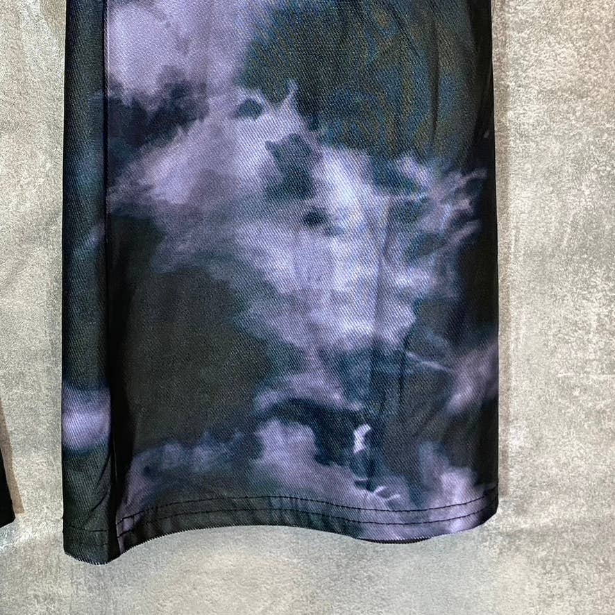 TOPSHOP Women's Petite Black/Purple Tie-Dye Wide Leg Pull-on Pants SZ 4