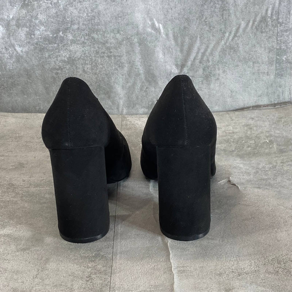 FASHION TO FIGURE Women's Wide Black Faux Suede Penelope Pointed-Toe Pumps SZ 8W