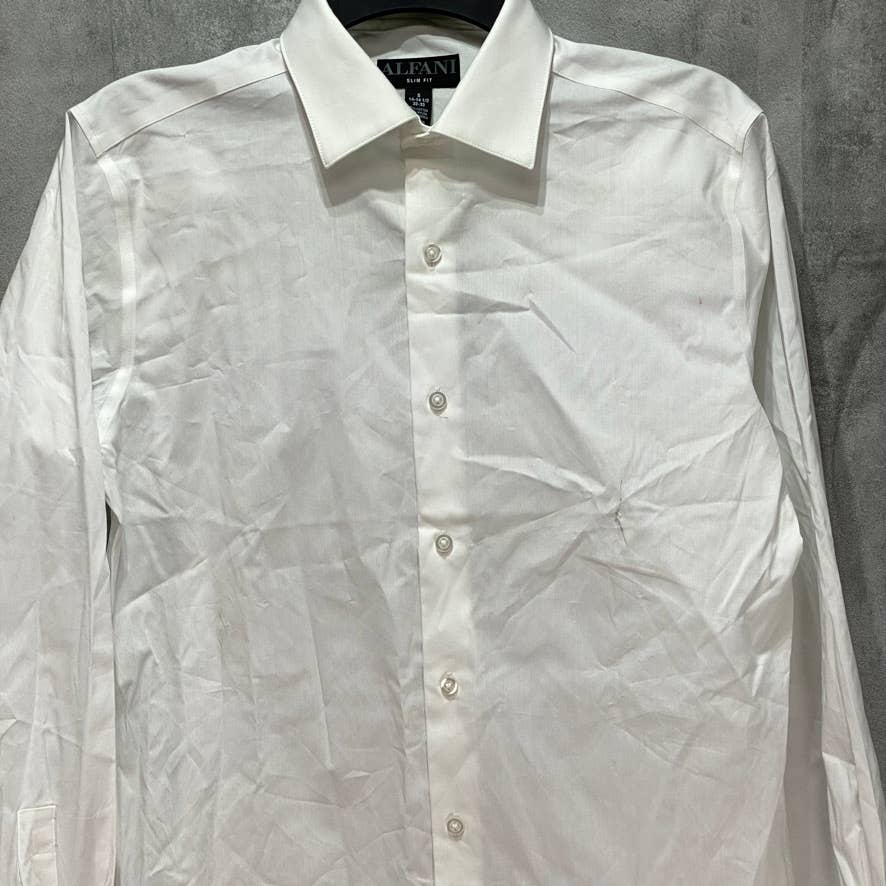 ALFANI White Slim-Fit Performance Stretch Long Sleeve Dress Shirt SZ S