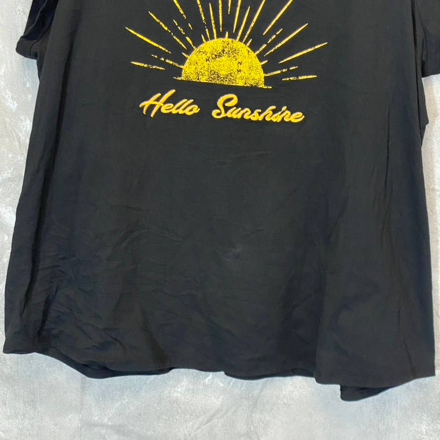 DR2 Women's Plus Black "Hello Sunshine" Graphic T-Shirt SZ 3X