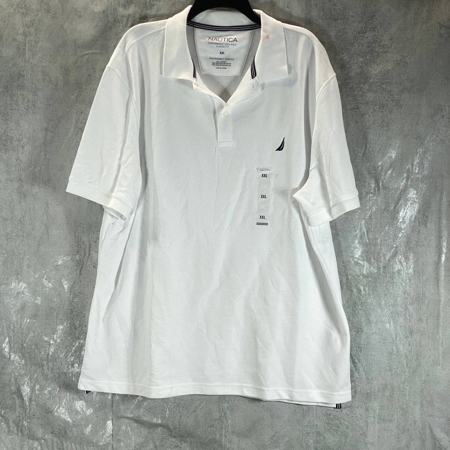 NAUTICA Men's Bright White Sustainably Crafted Deck Classic-Fit Polo Shirt SZ2XL