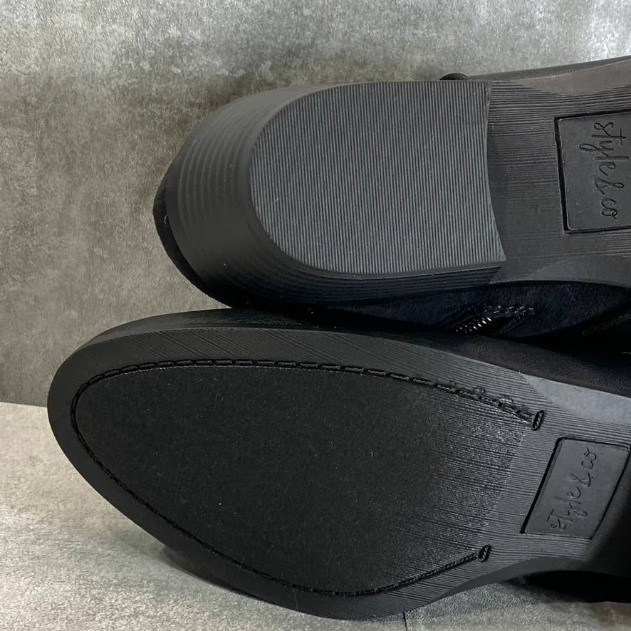 STYLE & CO Women's Black Wileyy Almond-Toe Block-Heel Ankle Booties SZ 6.5