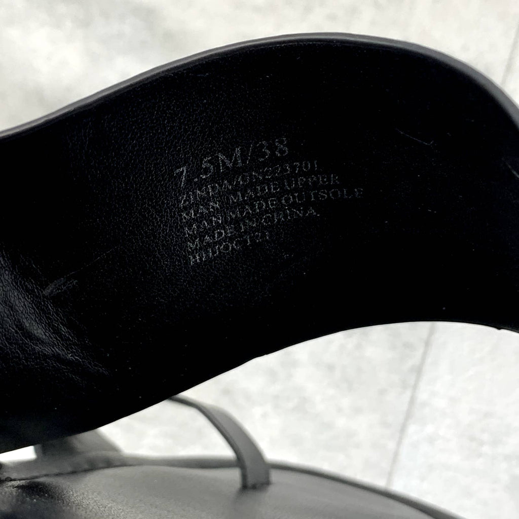 BCBGENERATION Women's Black Faux-Leather Zinda Studded Slide Sandals SZ 7.5