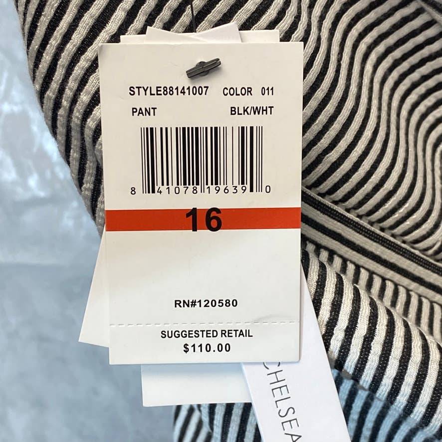 AMANDA + CHELSEA Women's Black/White Pinstripe Ankle Pants SZ 16