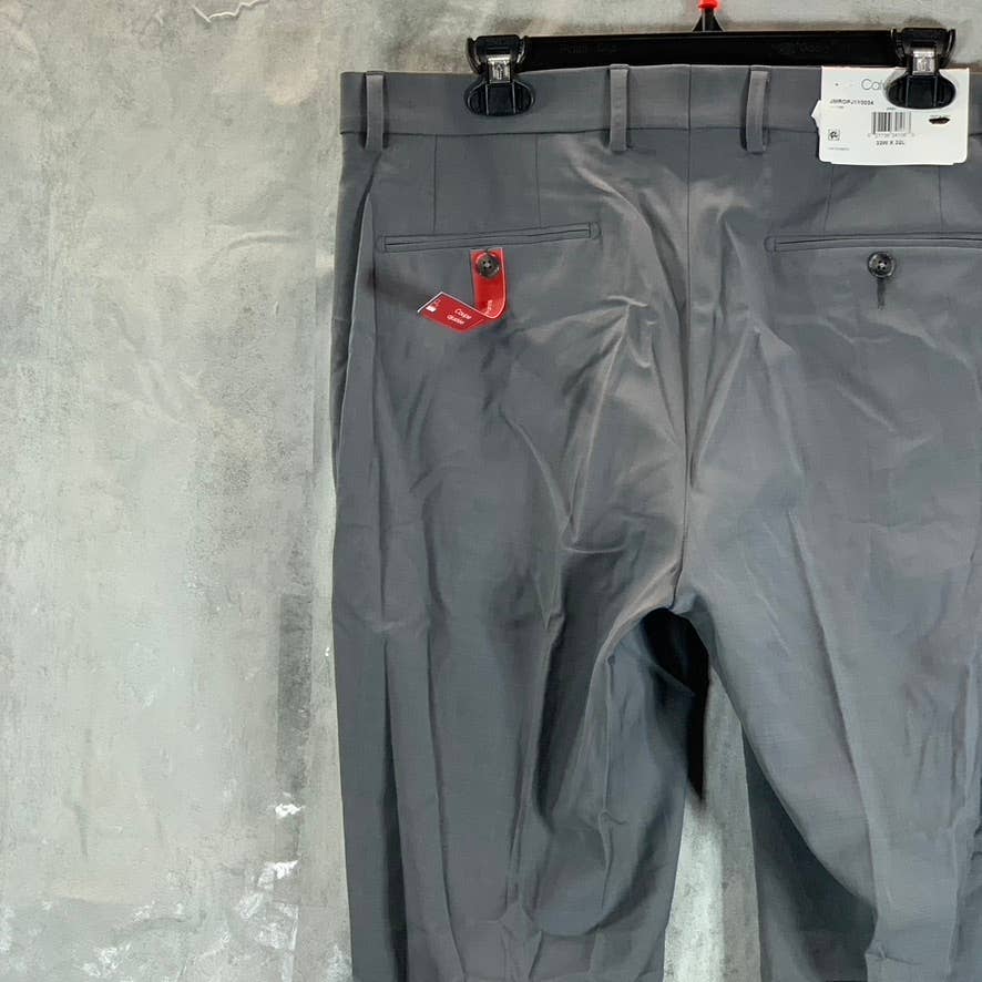 CALVIN KLEIN Men's Gray Sharkskin Slim-Fit Flat Front Suit Pants SZ 33X32