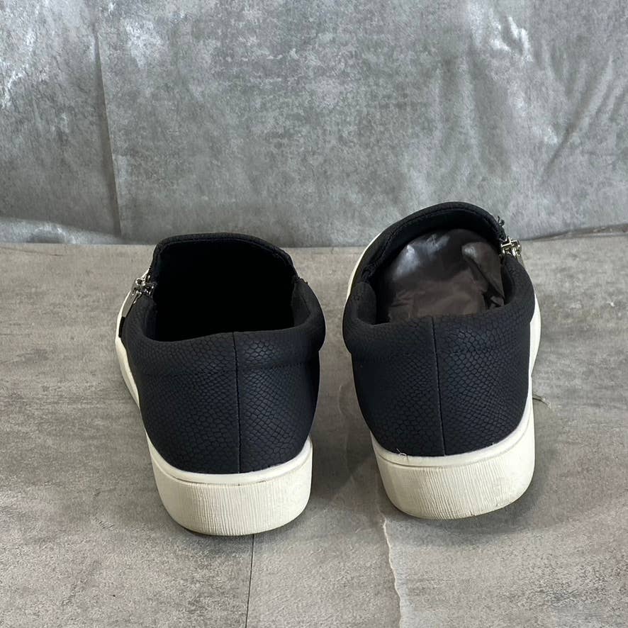 STYLE & CO Women's Black Textured Moira Zip Round-Toe Slip-On Sneakers SZ 8
