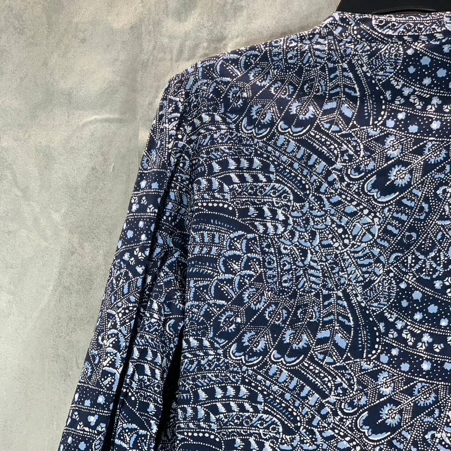 INC INTERNATIONAL CONCEPTS Women's Navy Paisley-Print Button-Up Top SZ S