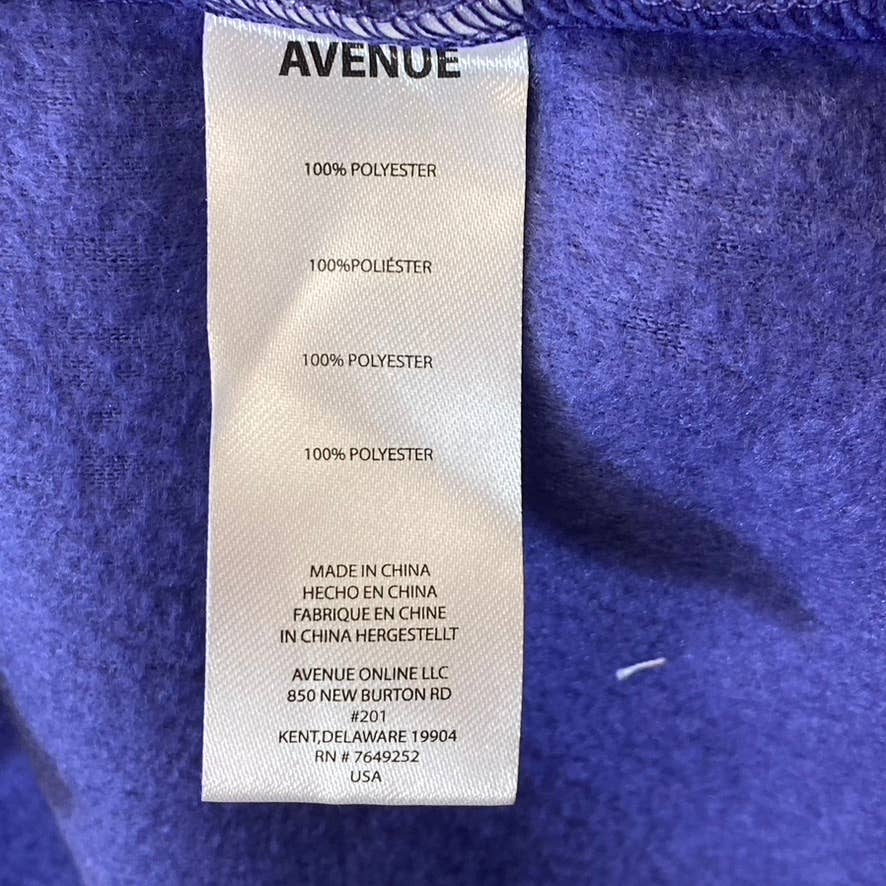 AVENUE Women's Plus Size Purple Button-Up Fleece Long Sleeve Lapel Collar V-Neck Top SZ 18/20