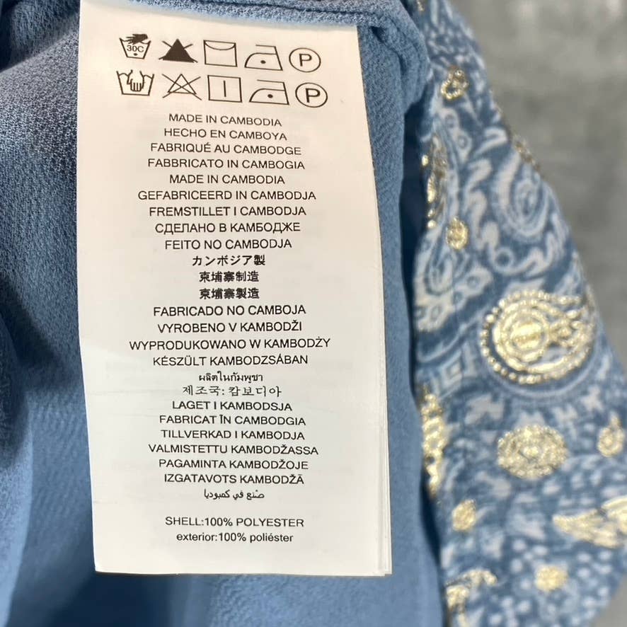 MICHAEL MICHAEL KORS Women's Petite Chambray Paisley Smocked Ruffle Dress SZ P/M