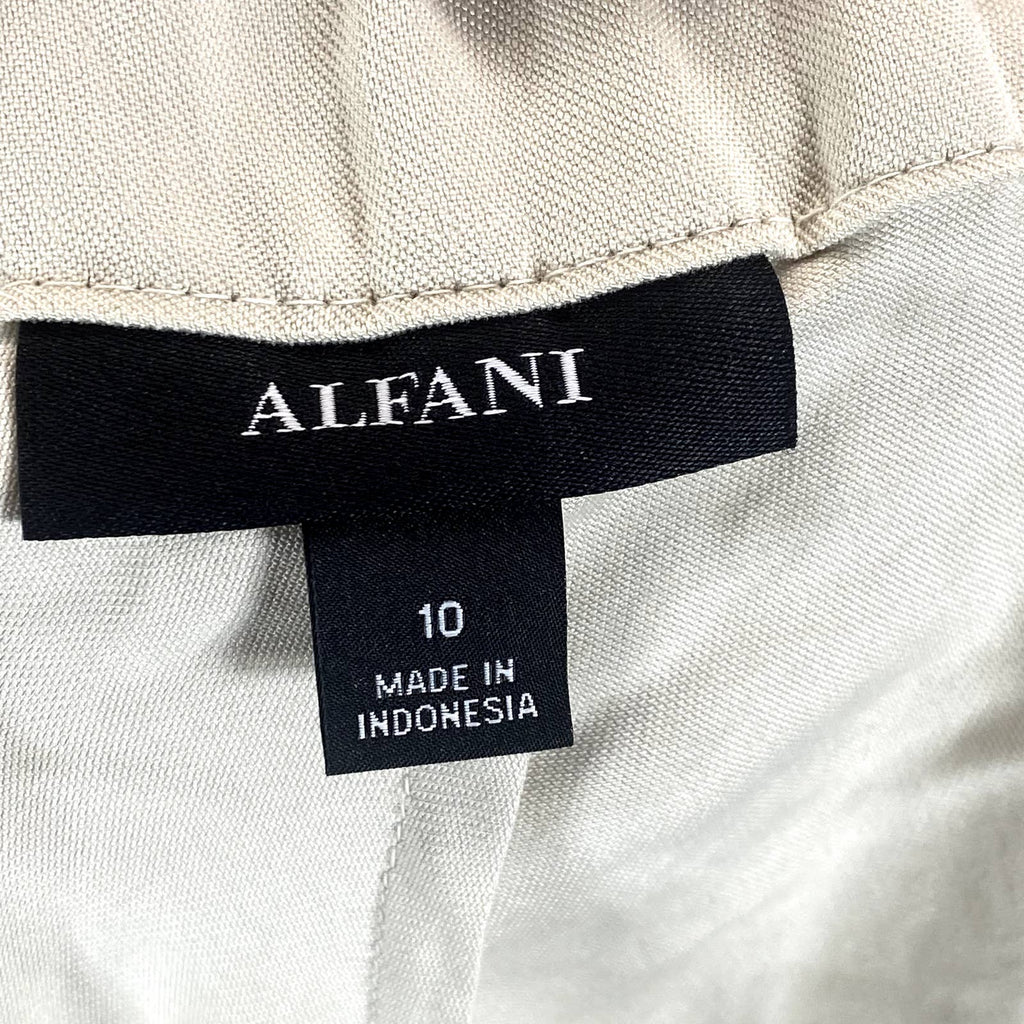 ALFANI Women's Oatmeal Elastic Waist Pocketed Pull-On Midi Skirt SZ 10