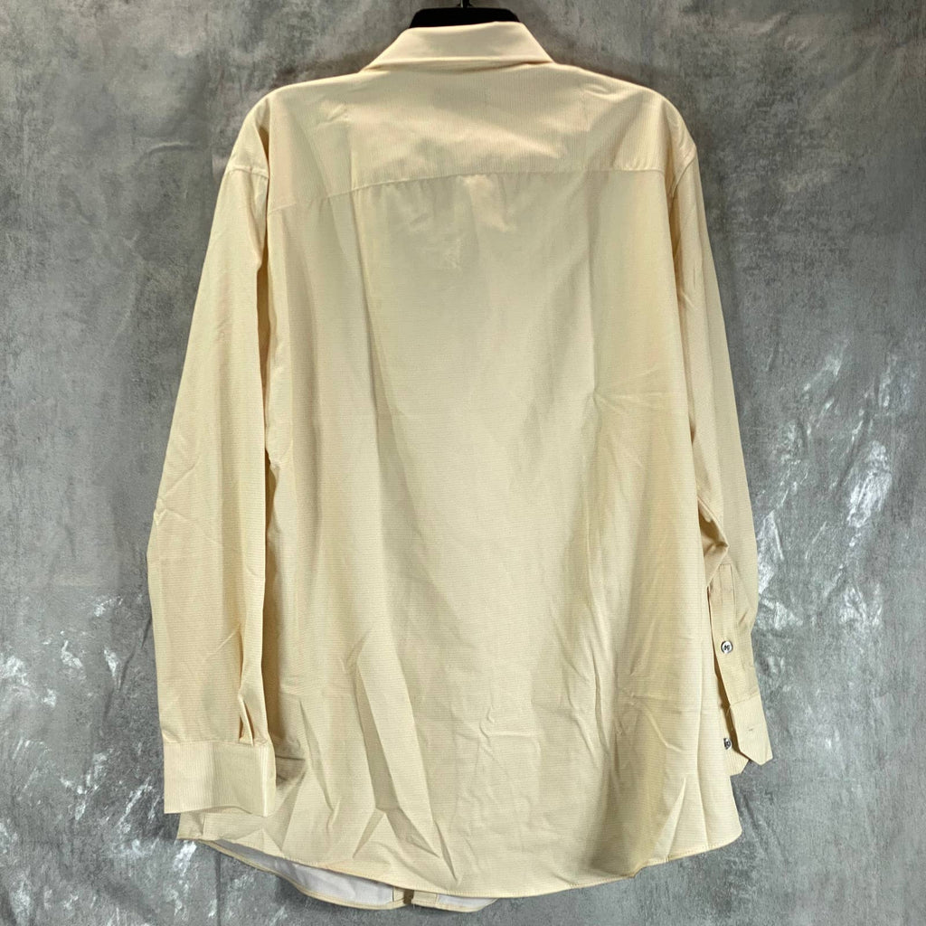 ALFANI Men's Tan Mini Geo-Print Slim-Fit Stretch Button-Up Shirt SZ16-16.5 32/33