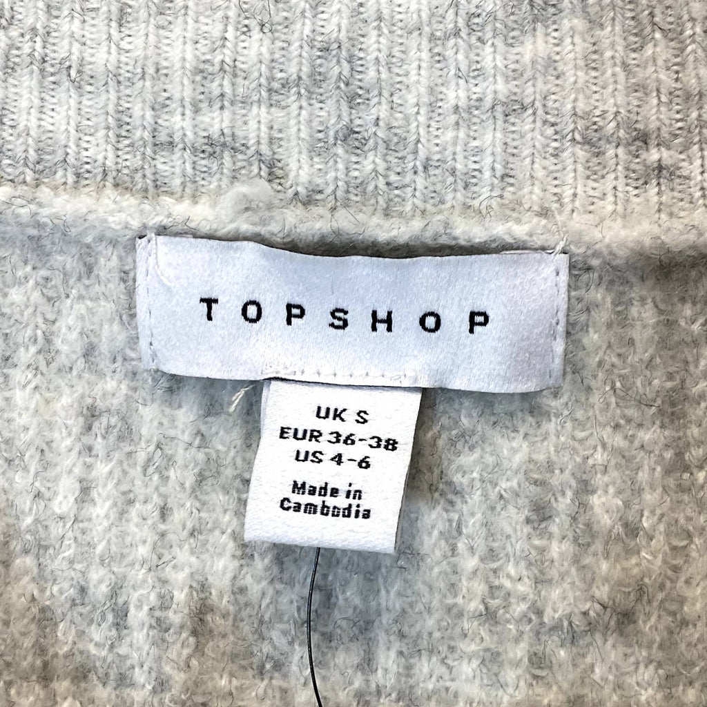 TOPSHOP Women's Gray Boat Neck Long Sleeve Ribbed Knit Pullover Sweater SZ 4-6