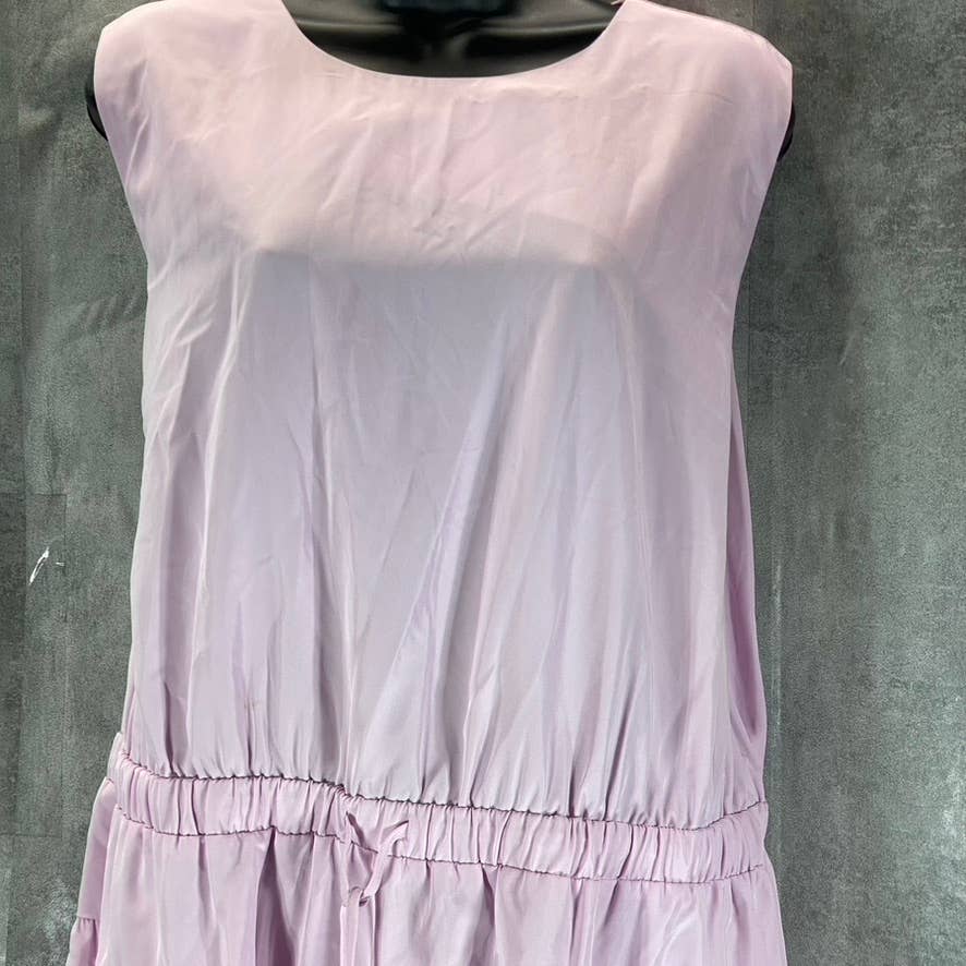 ALFANI Women's Lavender Rain Mixed-Media Drawstring Waist Mock-Neck Dress SZ 2XL