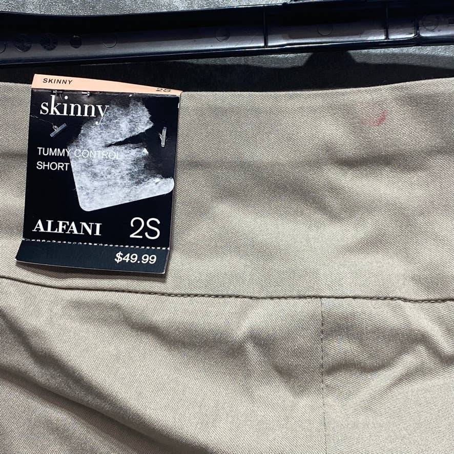 ALFANI Summer Straw Tummy Control Mid-Rise Pull-On Short Skinny Pants SZ 2S