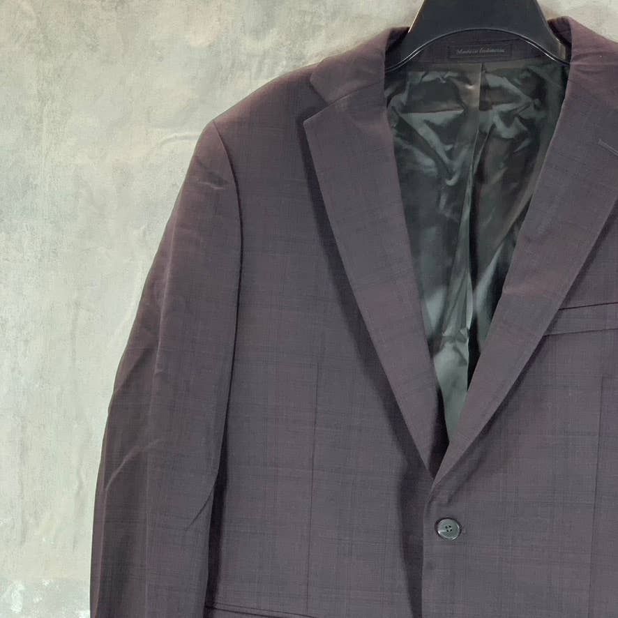 CALVIN KLEIN Men's Gray Plaid Slim-Fit One-Button Suit Jacket SZ 44R