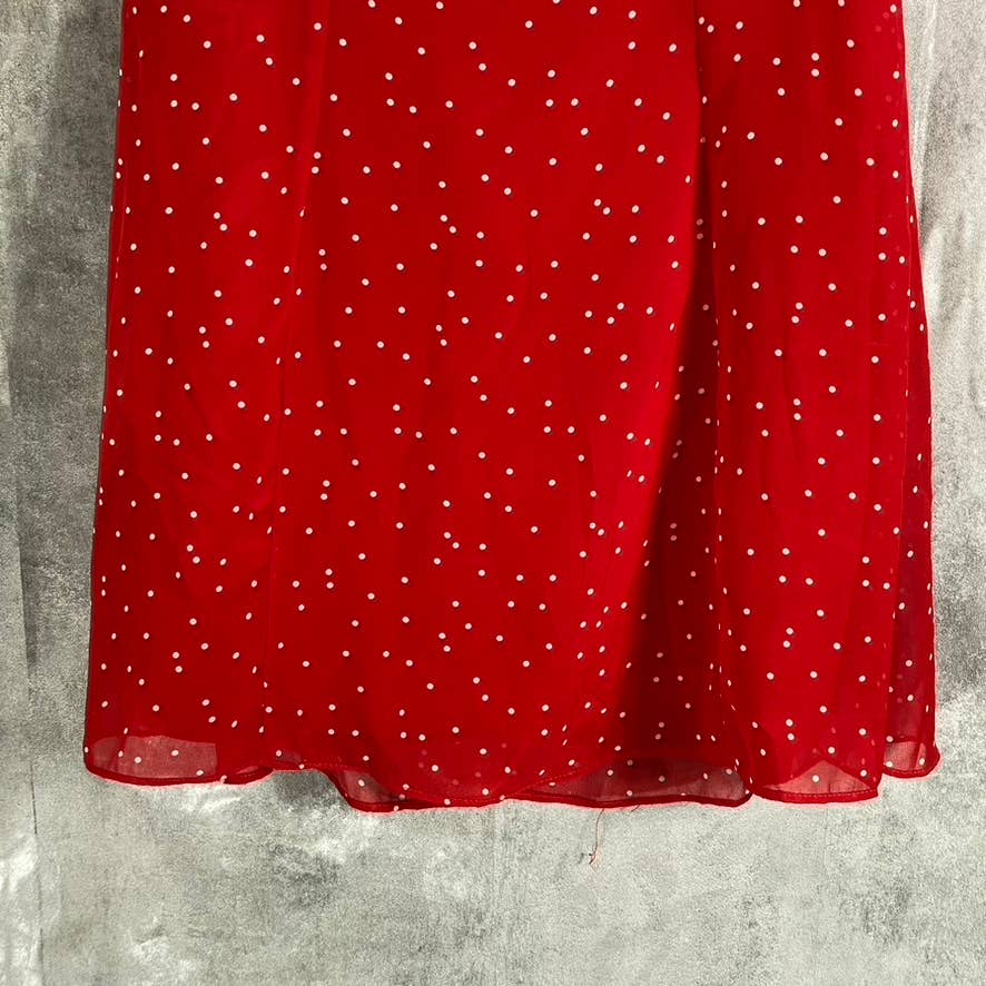 B. DARLIN Juniors' Red Polka-Dot Puff-Sleeve Sweetheart Fit & Flare Mini Dress