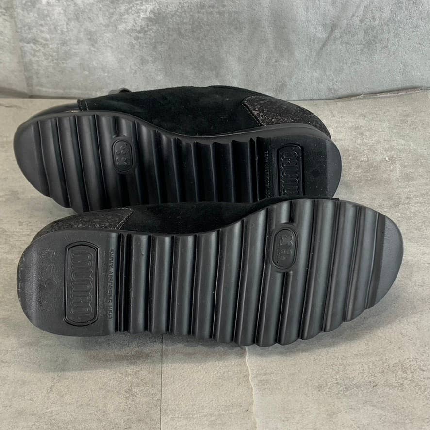 MUNRO Women's Extra Wide Black Mixed Media Kellee Lace-Up Sneakers SZ 6WW