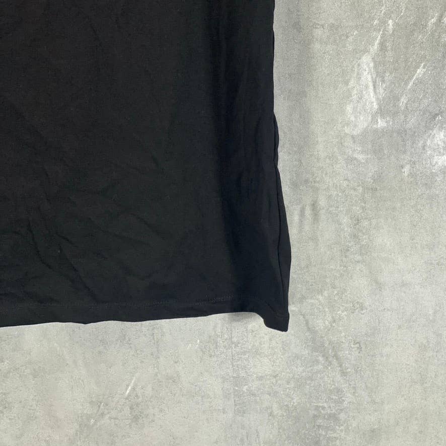 CALVIN KLEIN Women's Black Signature Logo Crewneck Short-Sleeve Tee SZ M