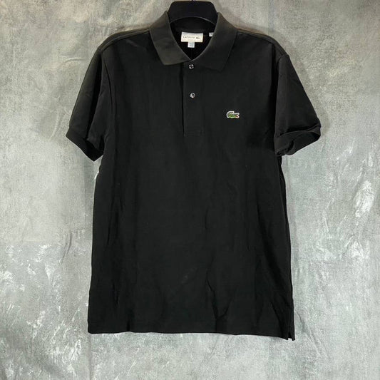 LACOSTE Men's Solid Black Classic-Fit Pique Short-Sleeve Polo Shirt SZ 4/M