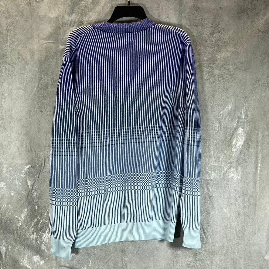 ALFANI Men's Blue Nite Escape Crewneck Ombre Striped Pullover Sweater SZ L
