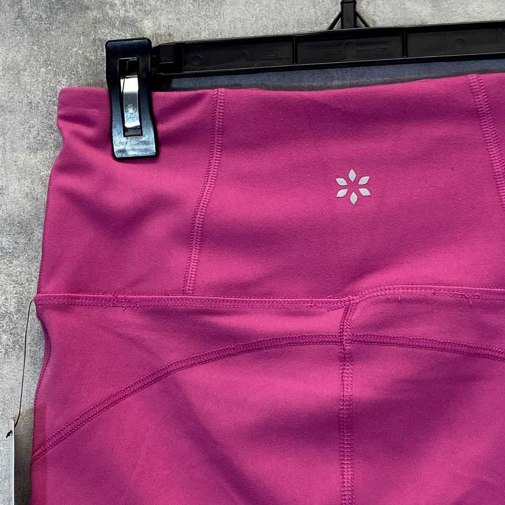 NINE WEST Women's Pink Beauty Crapped Zipper Hem Pull-On Stretch High-Waist Leggings SZ S