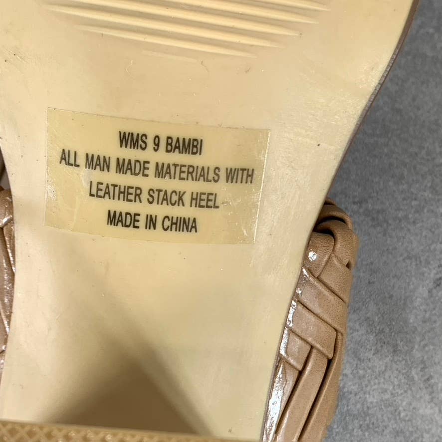 DV DOLCE VITA Women's Tan Bambi Round-Toe Slip-On Stacked-Heel Sandals SZ 9