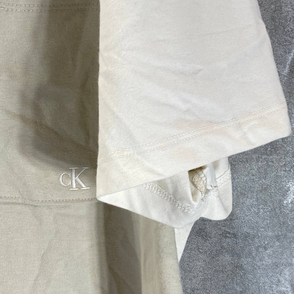 CALVIN KLEIN Men's Unbleached Smooth Cotton Colorblock Polo Shirt SZ 2XL