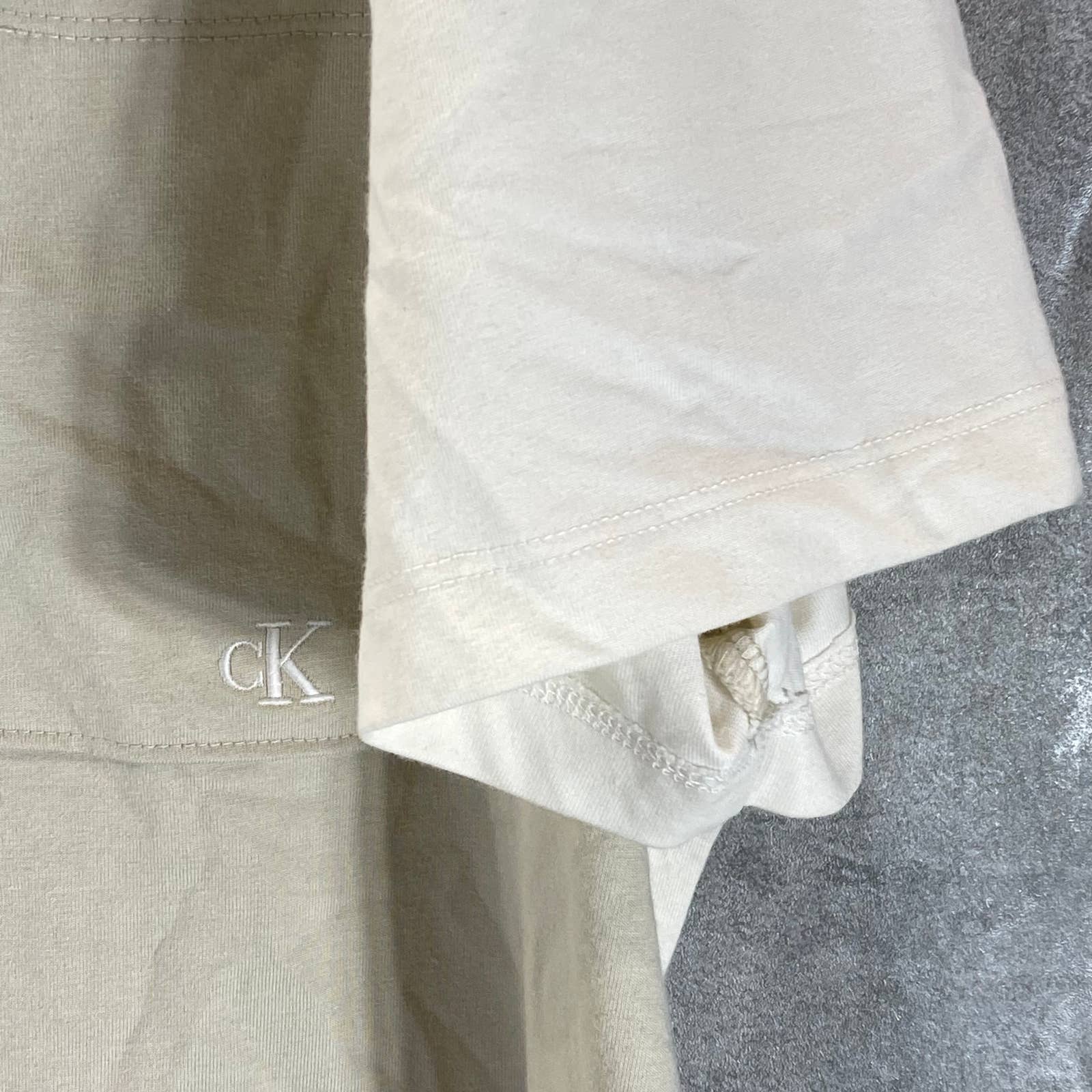 CALVIN KLEIN Men's Unbleached Smooth Cotton Colorblock Polo Shirt SZ 2XL
