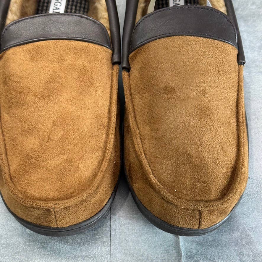 HAGGER Men's Tan Microsuede Fleece-Lined Venetian Memory Foam Slippers SZ XXL