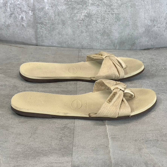 HAVAIANAS Women's Beige You St. Tropez Shine Thong Sandals SZ 9-10