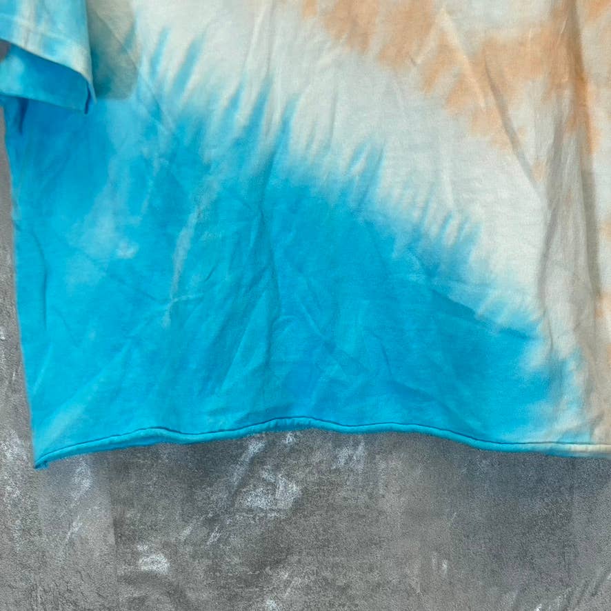 ABOUND Women's Blue-Orange Tie-Dye Raw Hem Crewneck T-Shirt SZ M