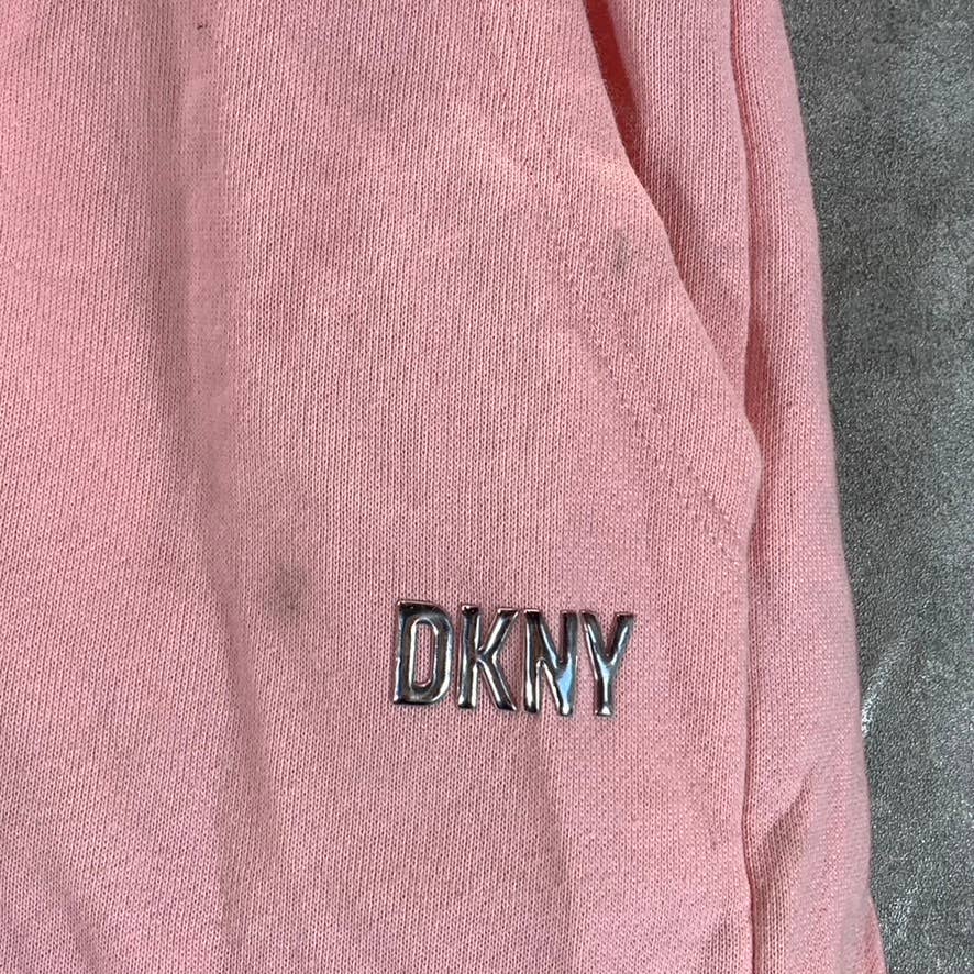 DKNY SPORT Women's Orchid Drawstring Metallic Logo Raw-Hem Pull-On Shorts SZ S