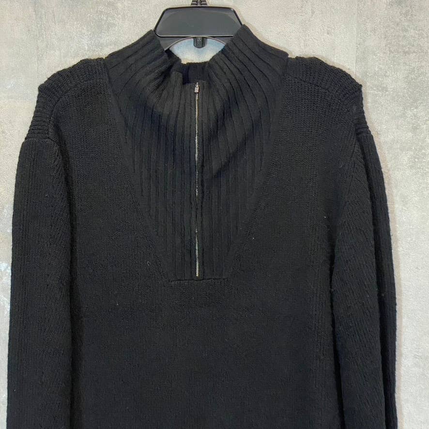 TREASURE & BOND Women's Solid Black Half-Zip Mock Neck Long Sleeve Sweater Dress SZ M