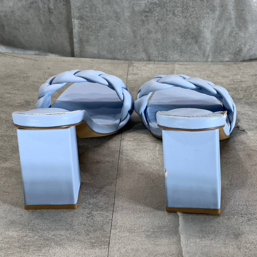 MADDEN GIRL Women's Blue Ribbon Gracy Braided Square-Toe Block-Heel Sandals SZ10