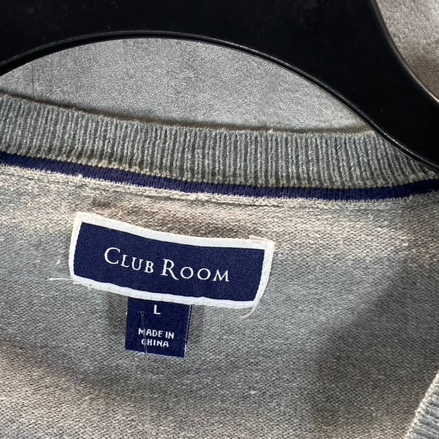 CLUB ROOM Men's Grey Solid V-Neck Pullover Sweater Vest SZ L