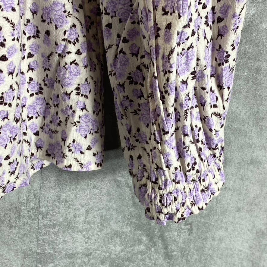 STYLE & CO Women's Sweet Lilac Fog Printed Long-Sleeve Button-Up Popover Top SZM