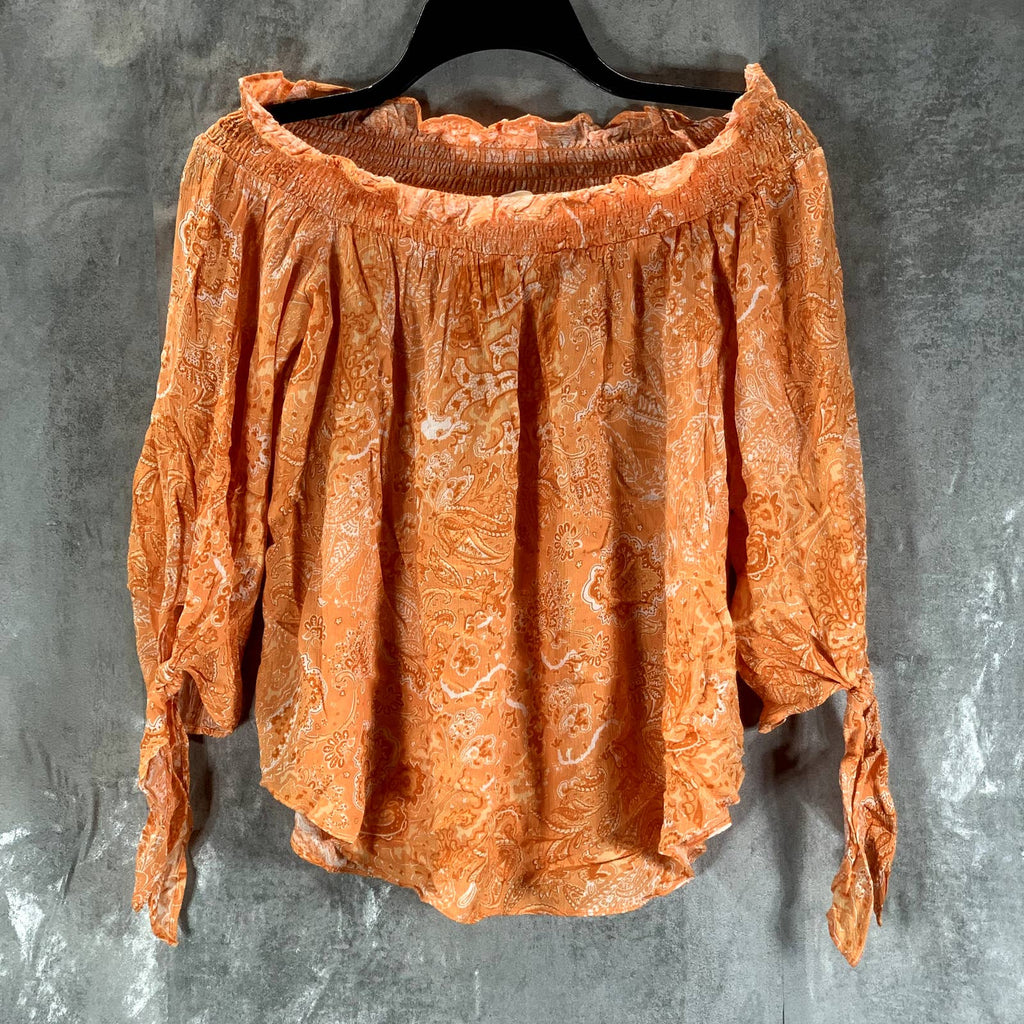 MICHAEL MICHAEL KORS Women's Petite Nectarine Paisley Off-The-Shoulder Top SZP/M